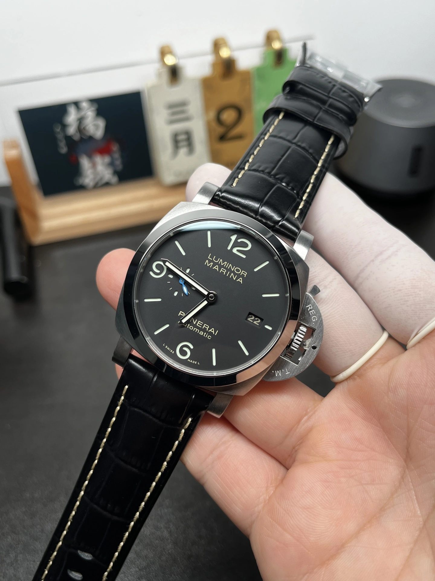 CBD Factory Panerai Luminor Marina 44mm Black Dial Luminous Arabic Numerals Black Leather Strap (PAM01312)1:1 Super Clone – DDP.9010 Movement ZeroBulk 372